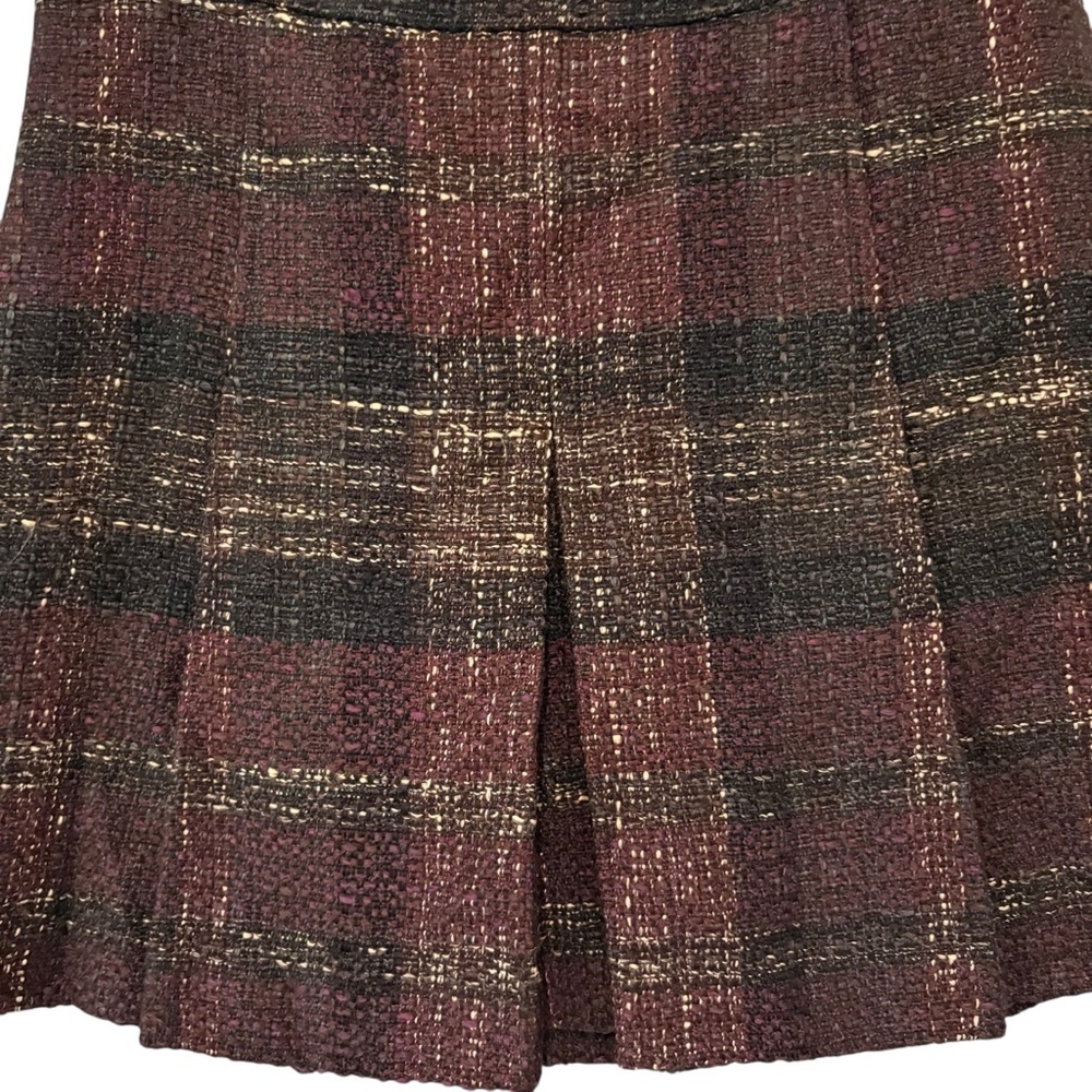Akris Punto Multicolor Double Pleat Tweed Wool Blend Skirt, Sz 6 - Picture 4 of 13